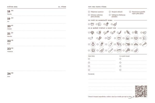 Zahradnický diář 2026 vnitřek Zahradnický diář 2026 vnitřek